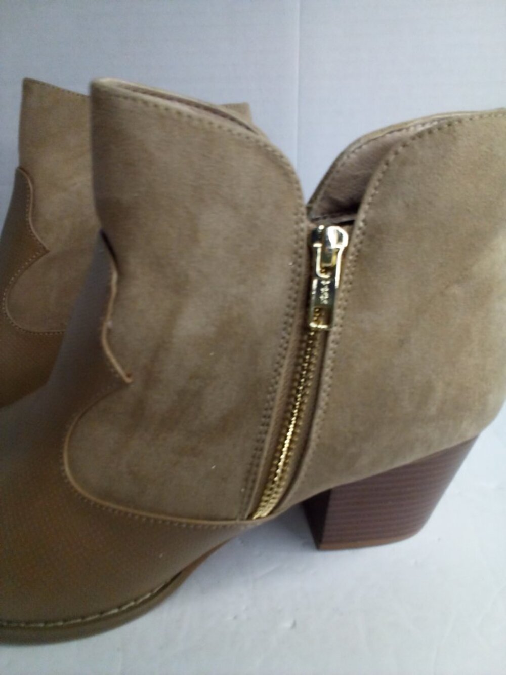 Comfort Est 1946 Ankle Boot Women 10M 10 Side Zip Block Heel Bootie Tan Brown - Picture 7 of 13